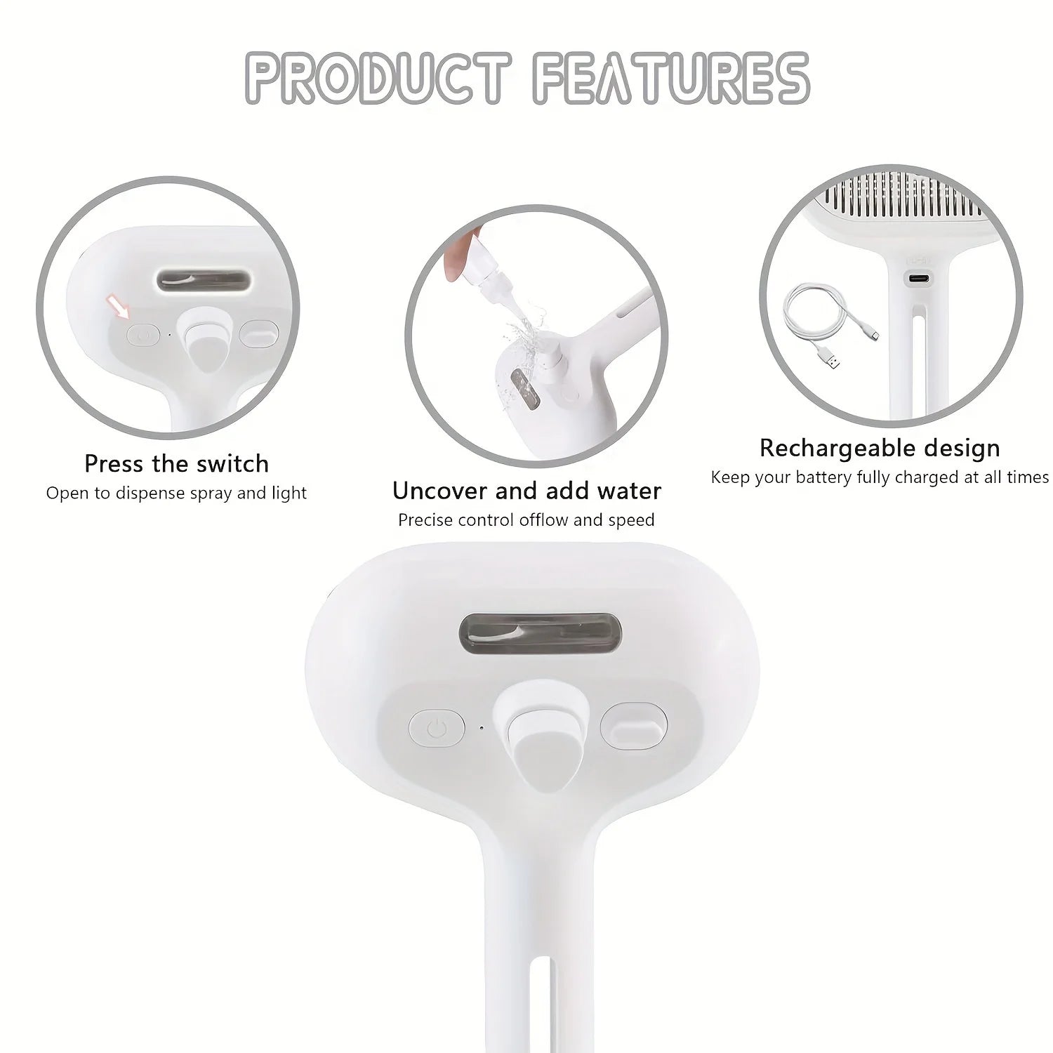New Pet Spray Cat Comb Dog Hair Removal Comb USB Rechargeable Hair Pulling Knot Comb Pet Grooming Cleaning Tools