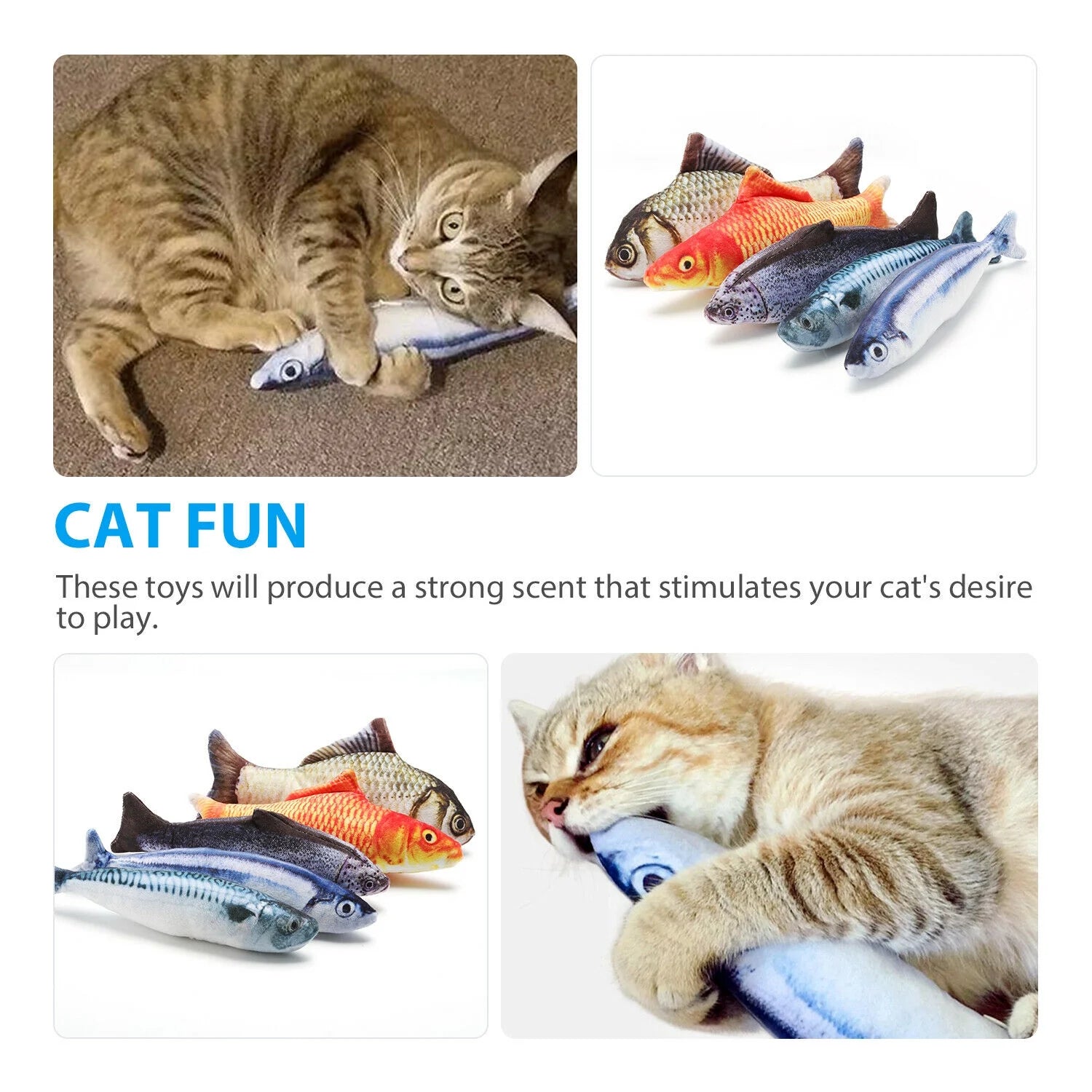 5 Pack Realistic Fish Cat Toys Simulation Interactive Catnip Plush Toys for Cats Pets Exercise