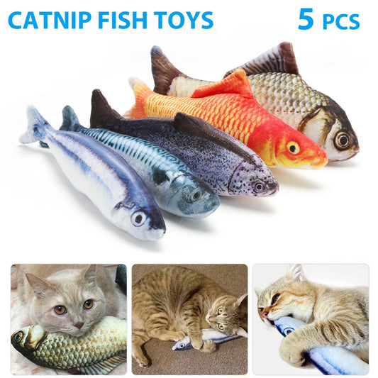 5 Pack Realistic Fish Cat Toys Simulation Interactive Catnip Plush Toys for Cats Pets Exercise
